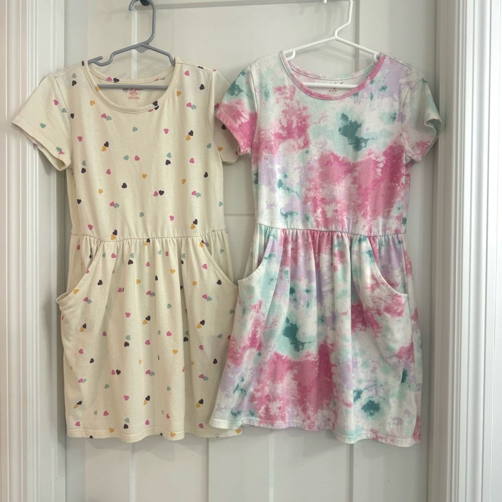 ✨HP✨ Girls Cat & Jack Short Sleeve Dresses, M (7/8), Set of 2